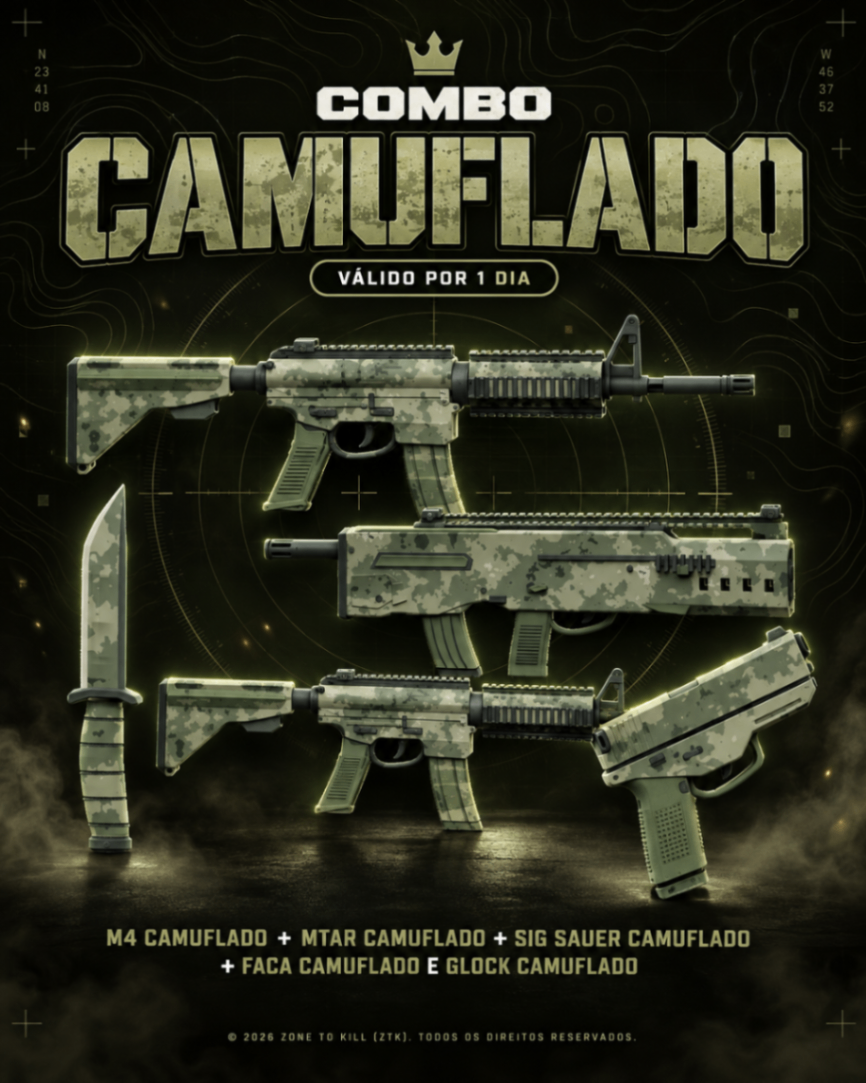 COMBO CAMUFLADO + VIP LEGEND - 1 DIA